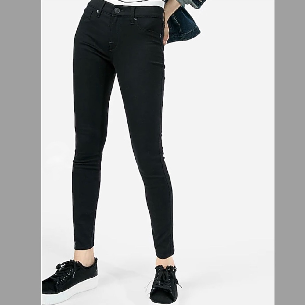 Express Mid Rise Jean Leggings, Black, Size 0Short